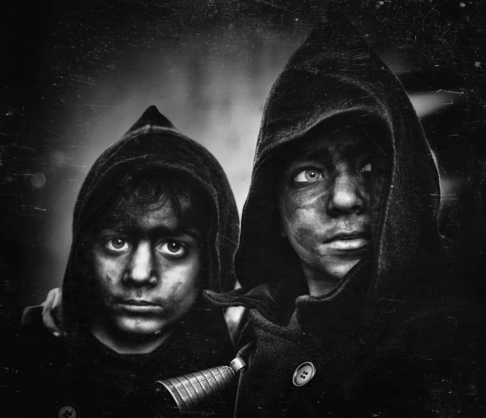 Hooded Children Gaze by Daniele Atzori — canvas wall art