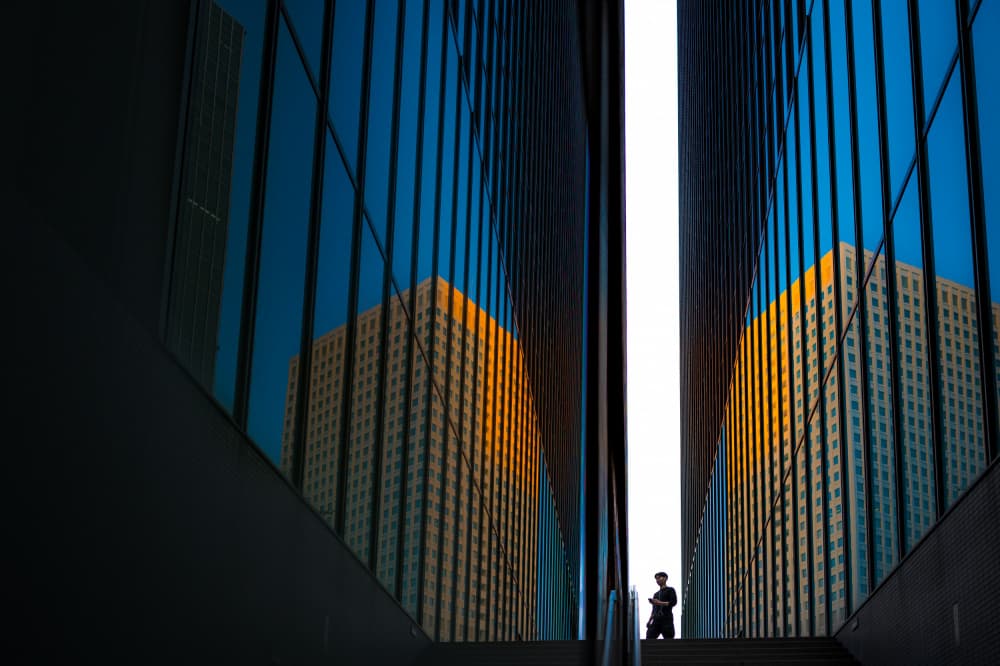 Reflective City Canyon by Alan Kwang — canvas wall art