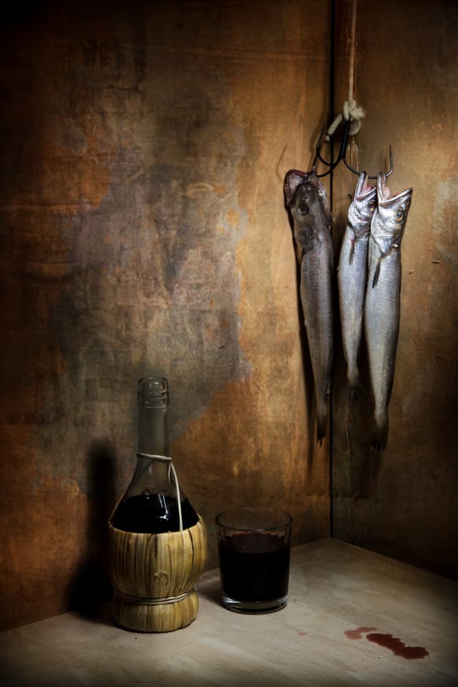 Rustic Fish and Wine by Felice Angelino — canvas wall art