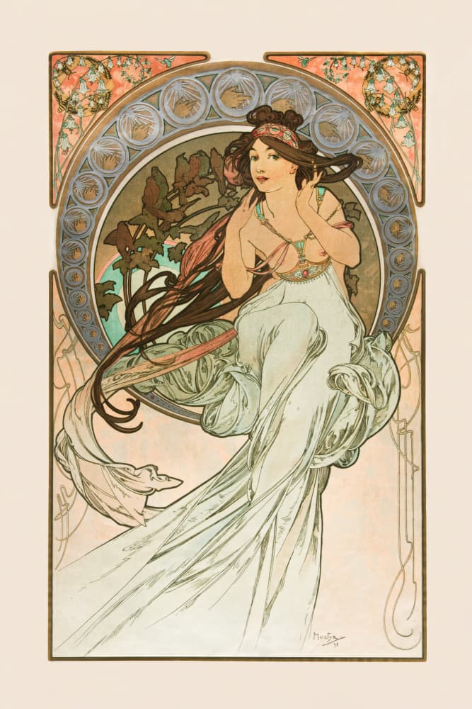 Music, From Les Arts (1898) By Alphonse Mucha by Alphonse Mucha — canvas wall art
