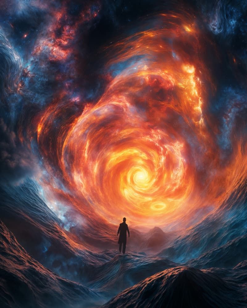 Man Faces Cosmic Portal by Ritvik takkar — canvas wall art
