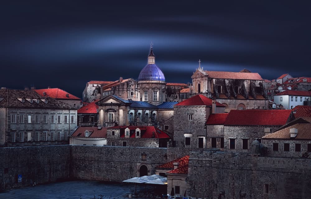 Dubrovnik Night Cityscape by Larry Deng APA — canvas wall art