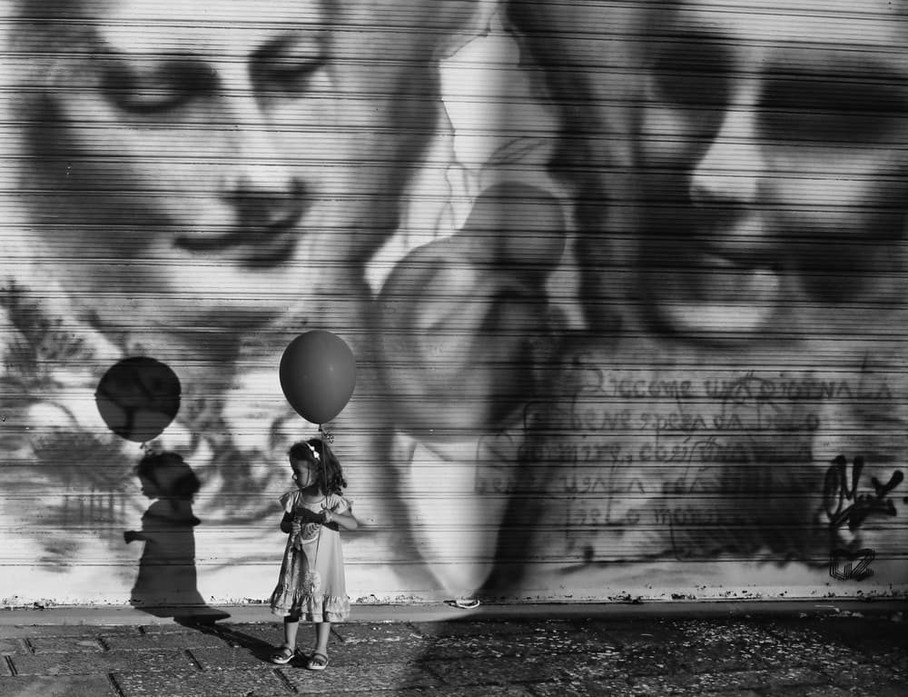 Little Girl Street Shadows by Luciano Caturegli — canvas wall art