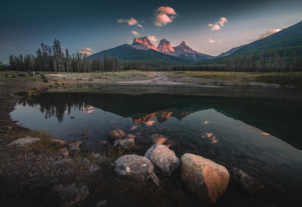 Golden Hour Mountain Reflections by Bing Li — canvas wall art