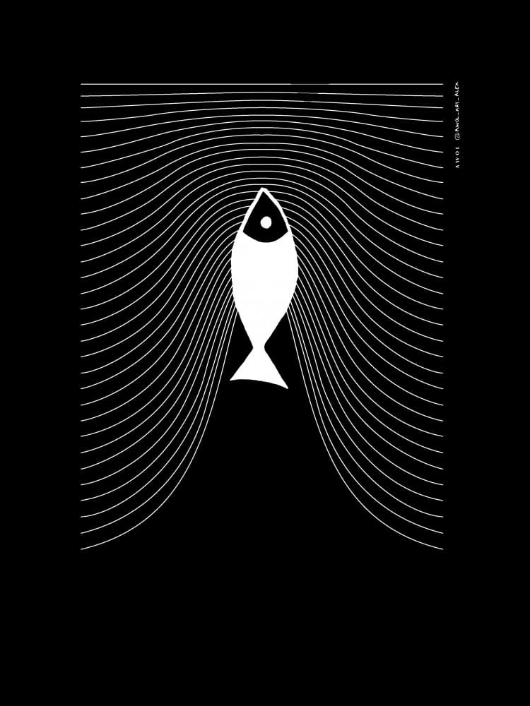 Minimalist Fish Flow by Awol Art Alex — canvas wall art