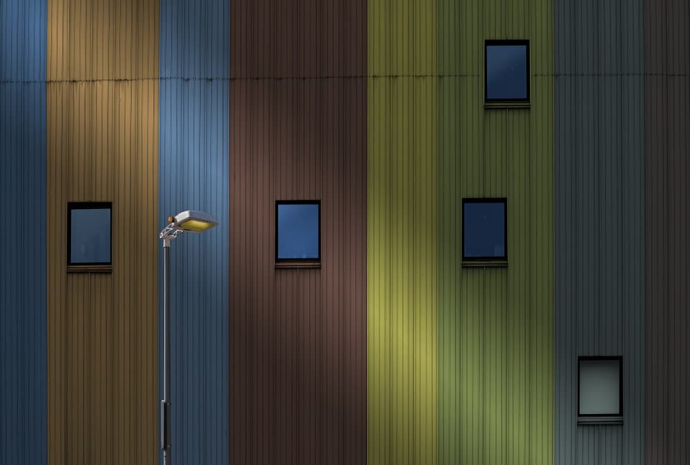 Colorful Striped Facade by Wim Schuurmans — canvas wall art