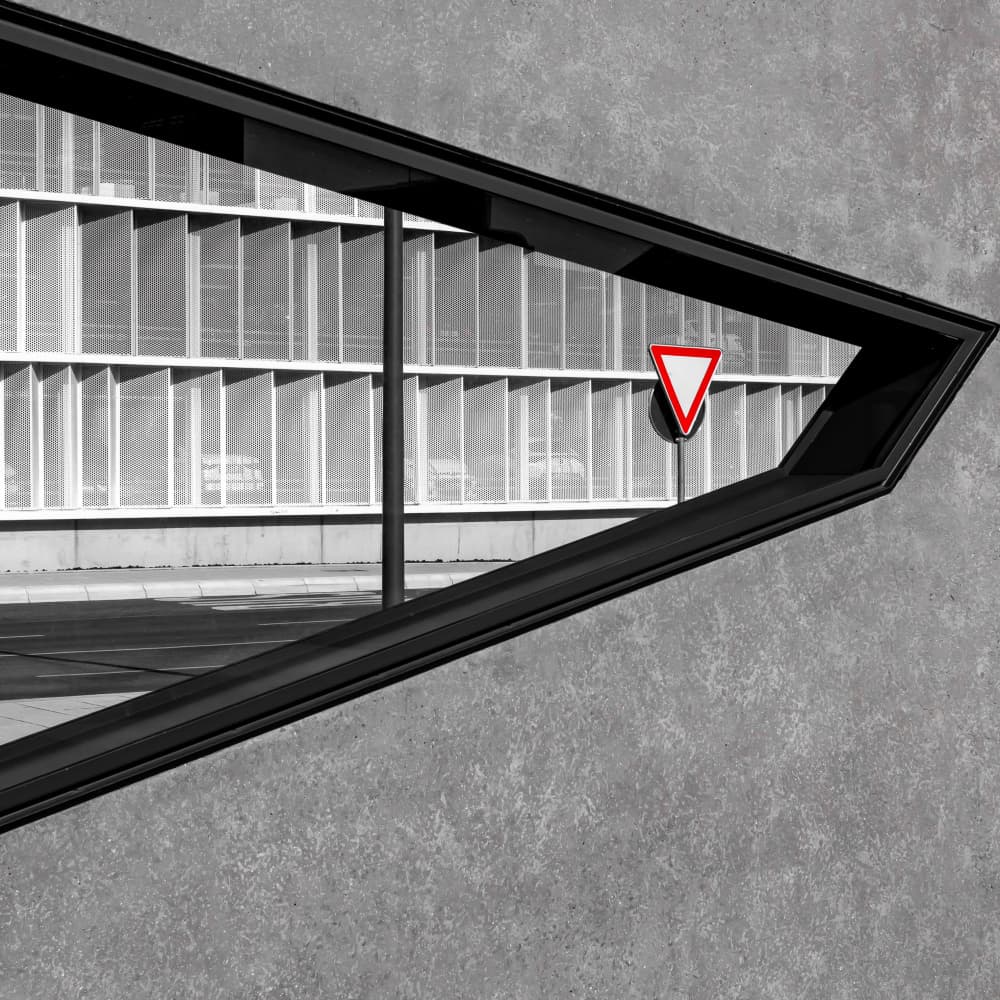 Red Yield Geometry by Markus Auerbach — canvas wall art