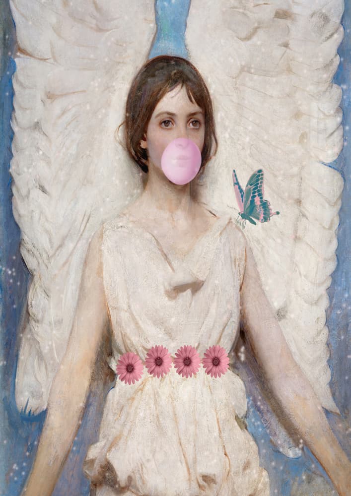Ethereal Bubblegum Angel by Talitha McQueen — canvas wall art