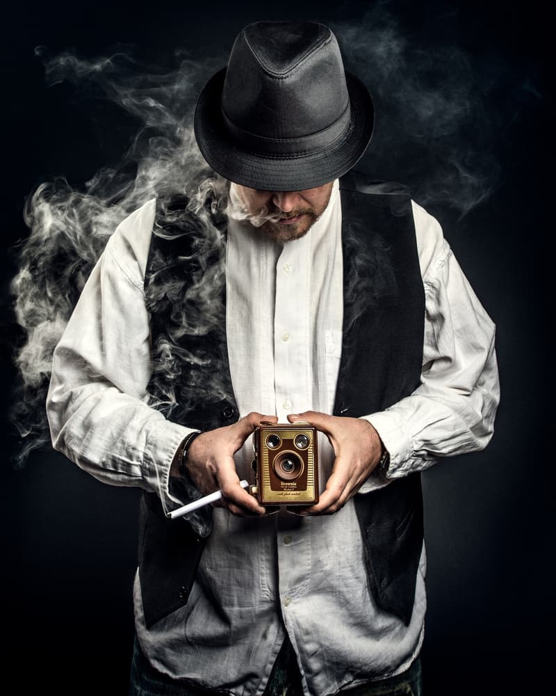 Mysterious Man Vintage Camera by Petri Damstén — canvas wall art