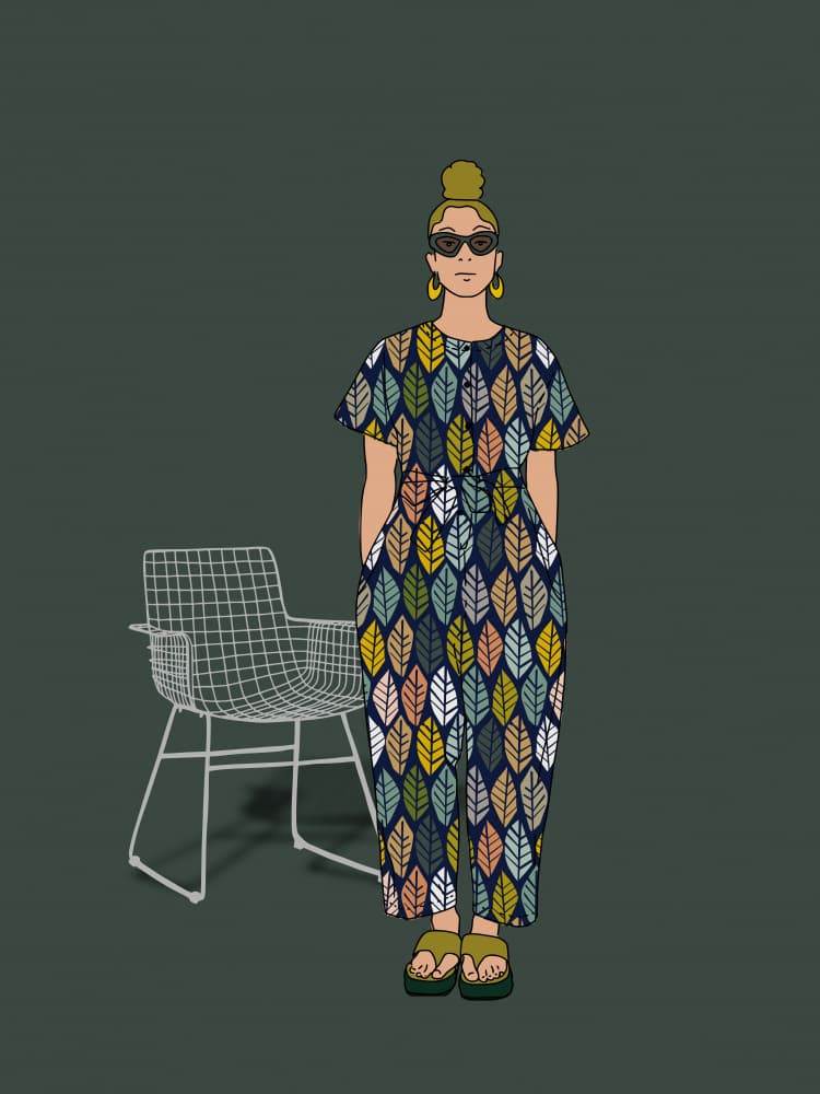 Stylish Leaf Jumpsuit by Annick — canvas wall art