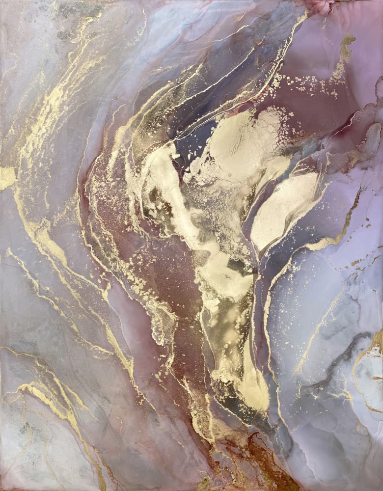 Golden Plum Marble Flow by Alevtina Shelest — canvas wall art