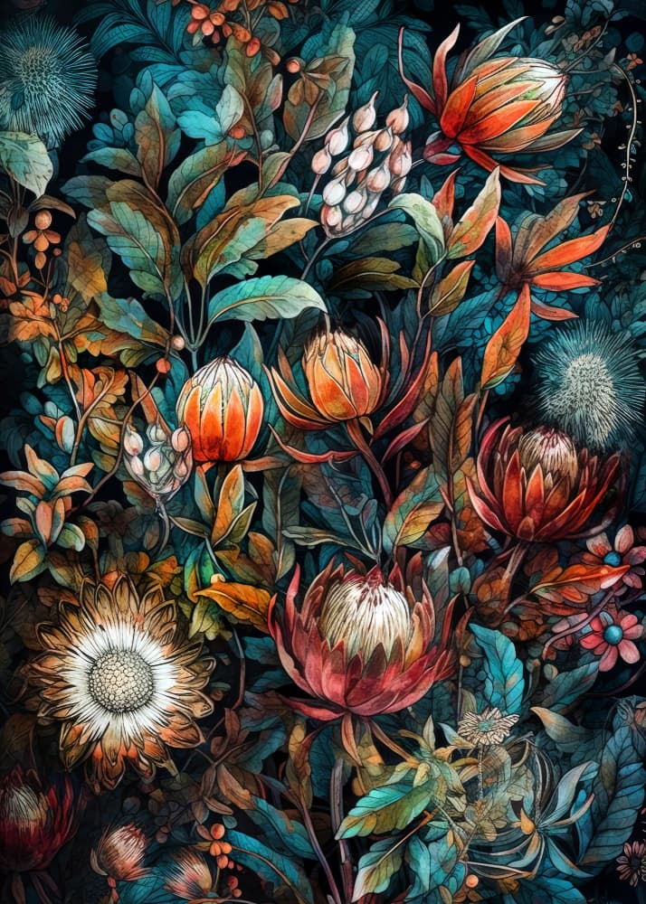 Dark Botanical Blooms by Justyna Jaszke — canvas wall art