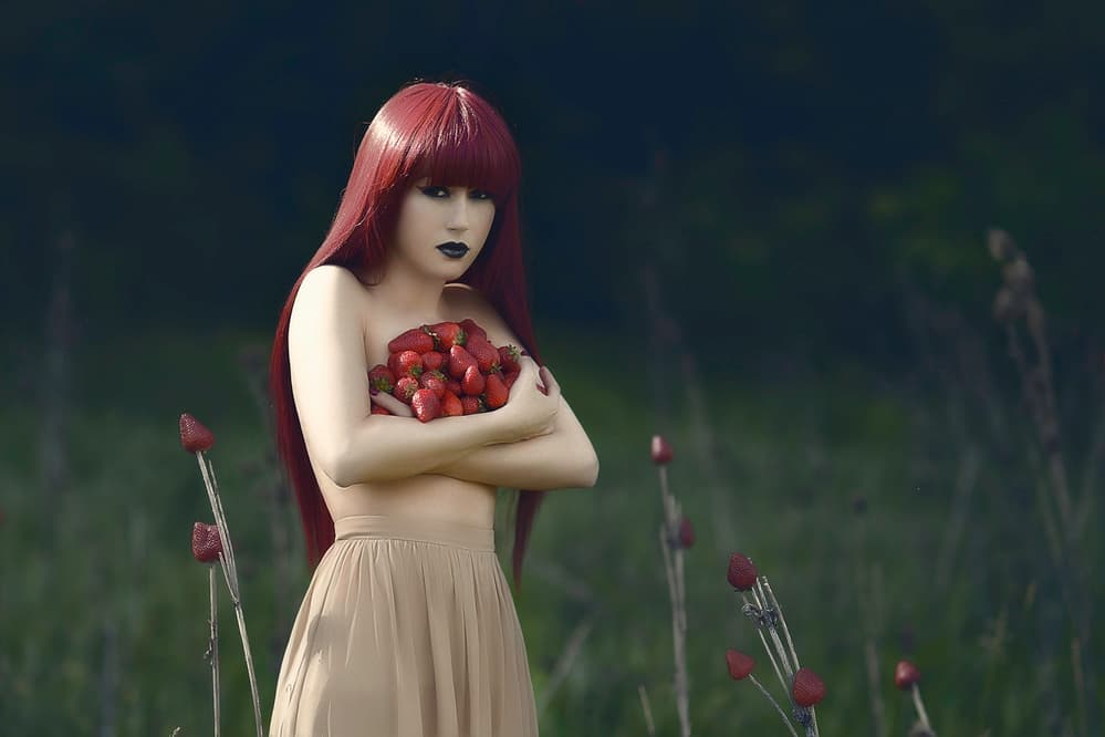 Ethereal Woman With Strawberries by Alexandra Fira — canvas wall art