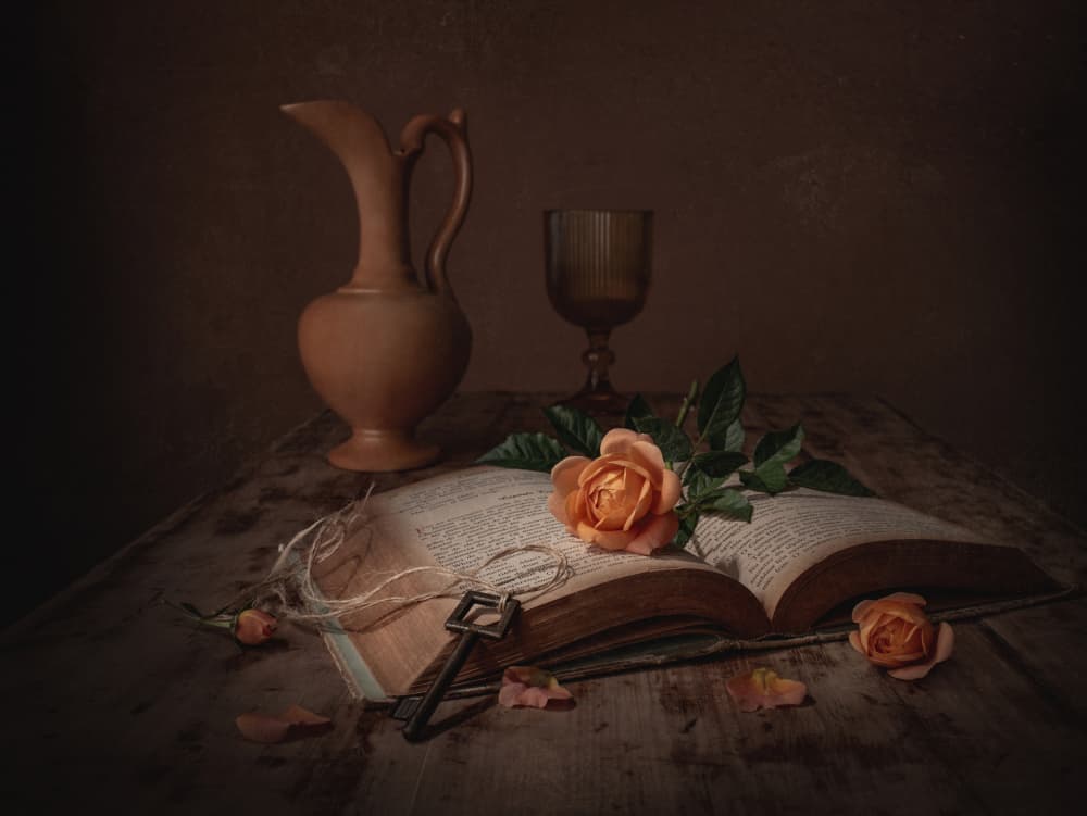 Dark Academia Rose Book by Margareth Perfoncio — canvas wall art