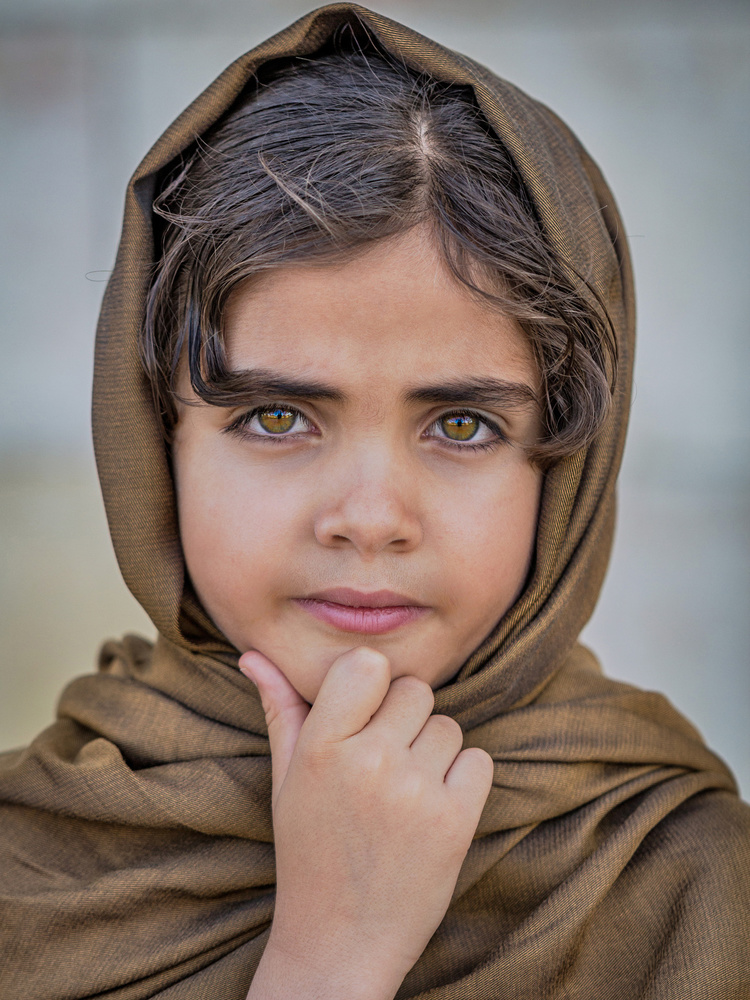 Thoughtful Girl Portrait by Hazem Swidan — canvas wall art