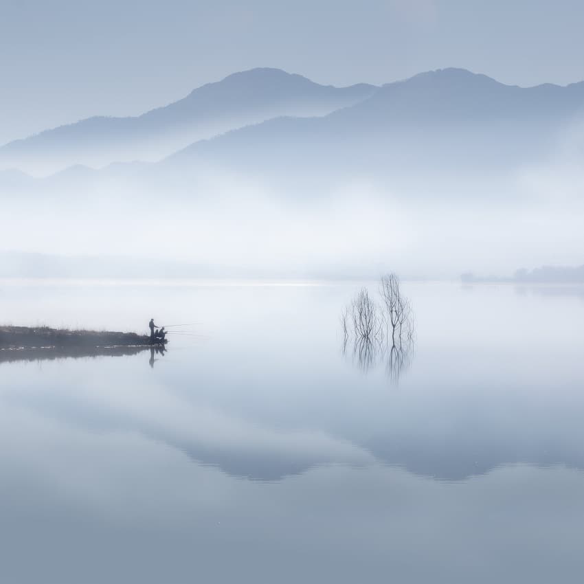 Misty Lake Solitude by Jose Beut — canvas wall art