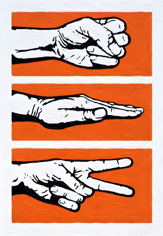 Rock Paper Scissors Hands by HUGO — canvas wall art