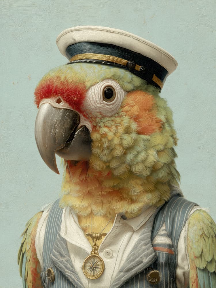 Dapper Parrot Captain by Andreas Magnusson — canvas wall art