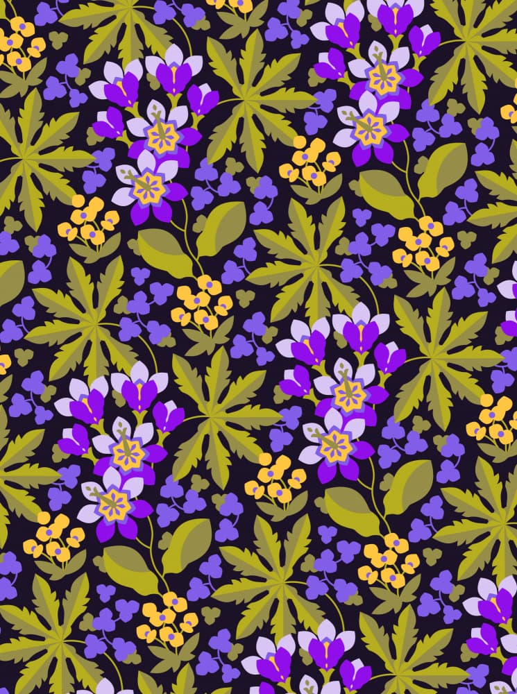Vibrant Purple Blooms by Tetiana Kava Illustration — canvas wall art