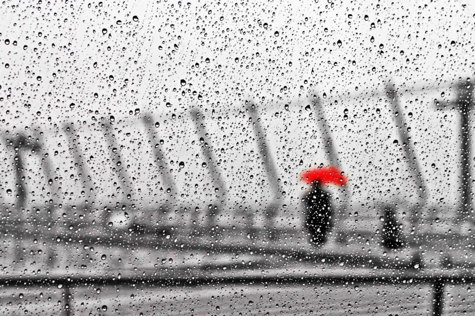 Red Umbrella Raindrops by Keisuke Ikeda @ blackcoffee — canvas wall art