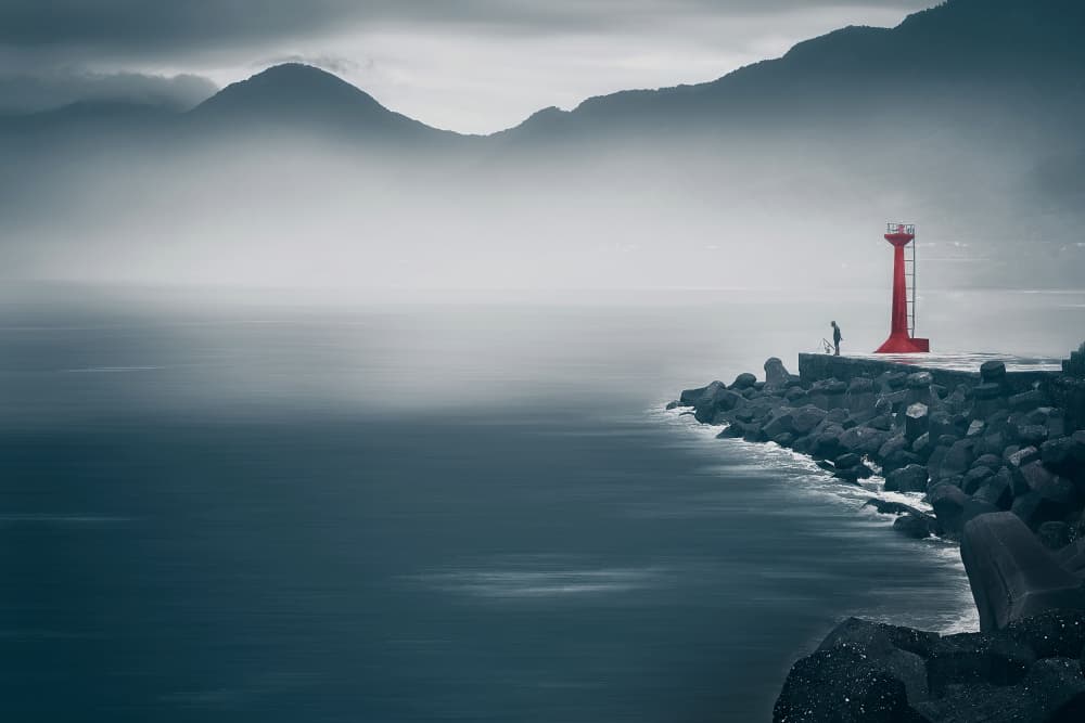 Red Lighthouse Solitude by MingLun Tsai (蔡明倫) — canvas wall art