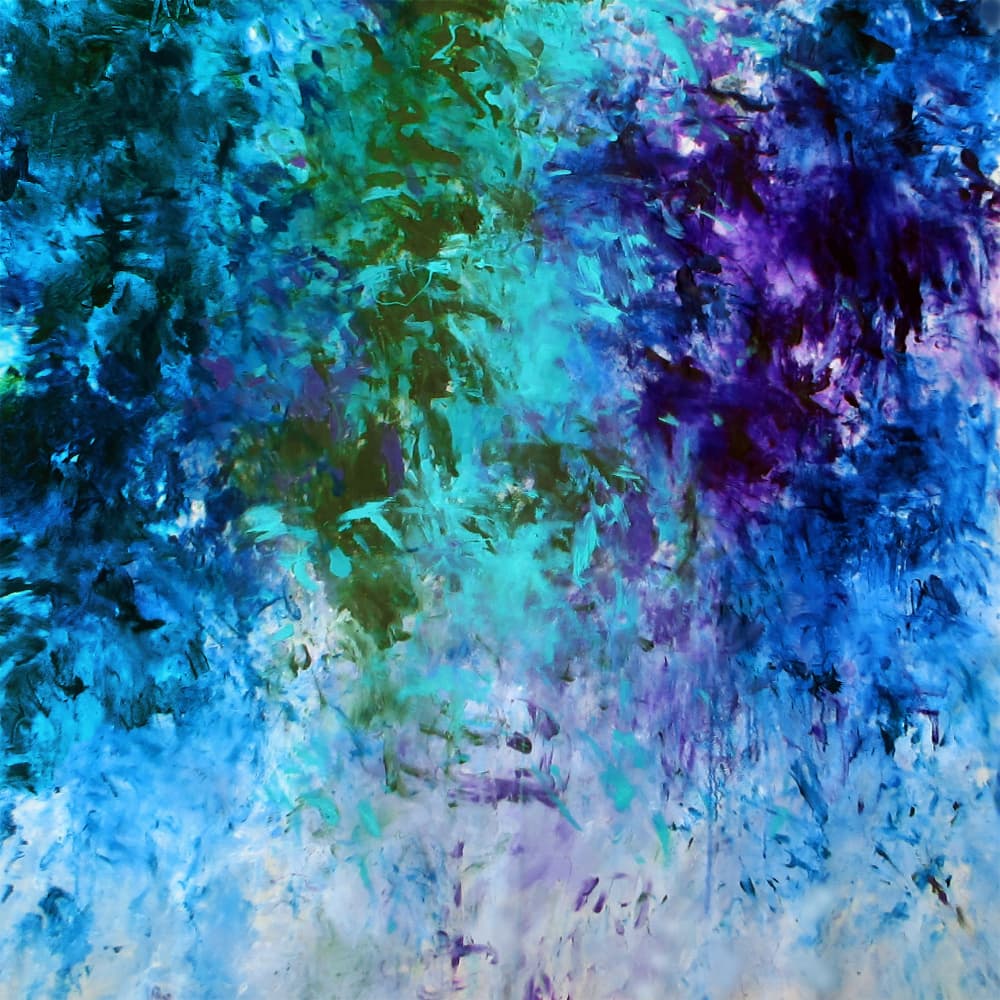 Vibrant Teal Blue Abstract by Ron Halfant — canvas wall art