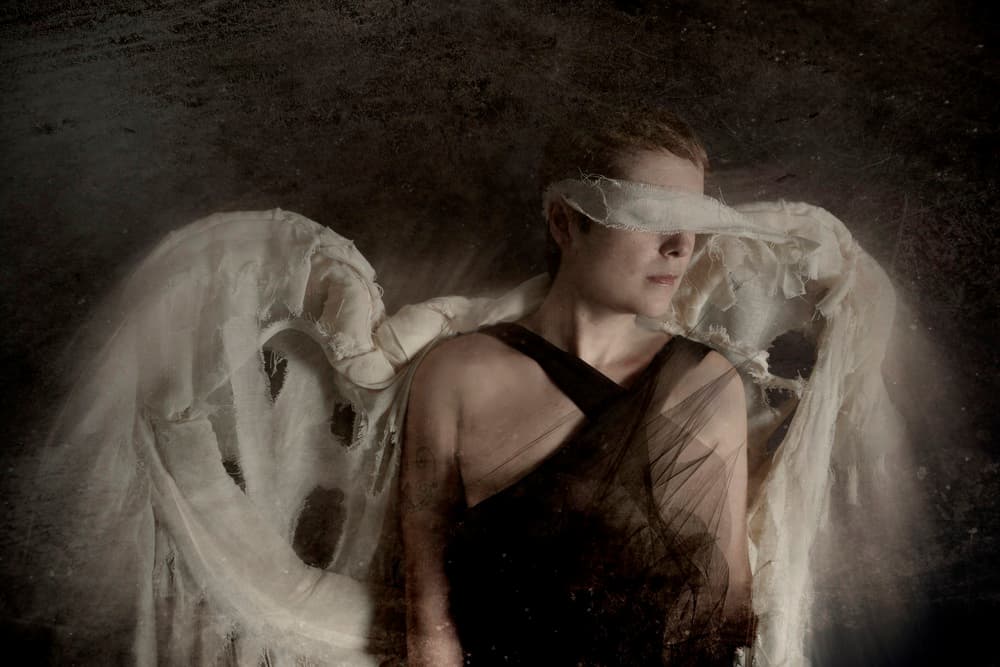 Ethereal Blindfolded Angel by Olga Mest — canvas wall art