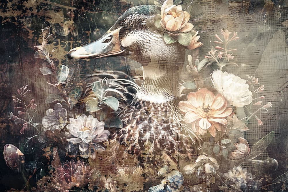 Vintage Floral Duck by Rafal Kulik — canvas wall art