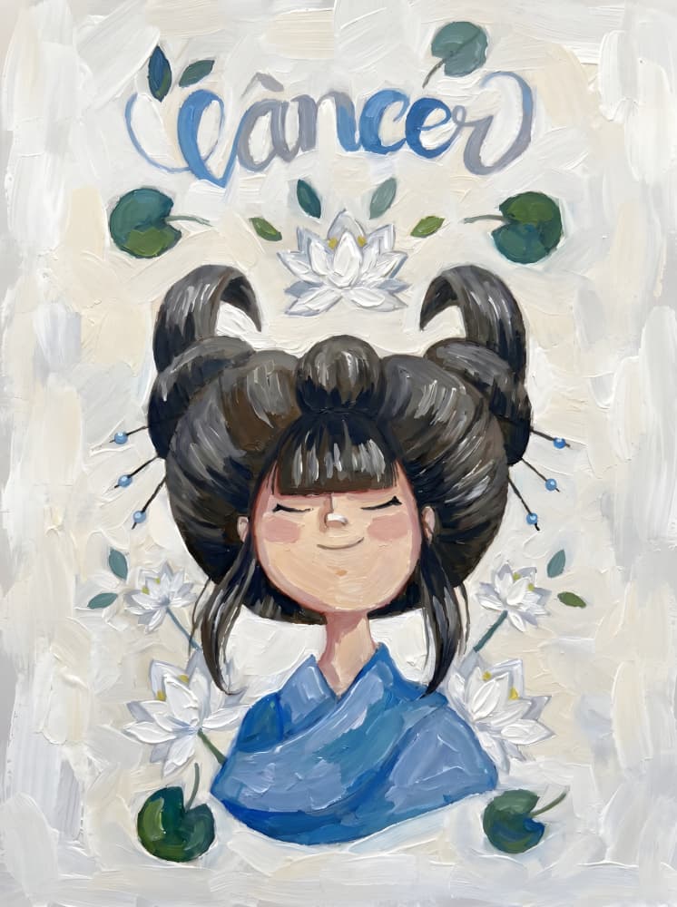 Serene Cancer Lotus by HUGO — canvas wall art