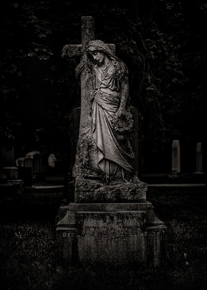 Grieving Cemetery Statue by The Learning Curve Photography — canvas wall art