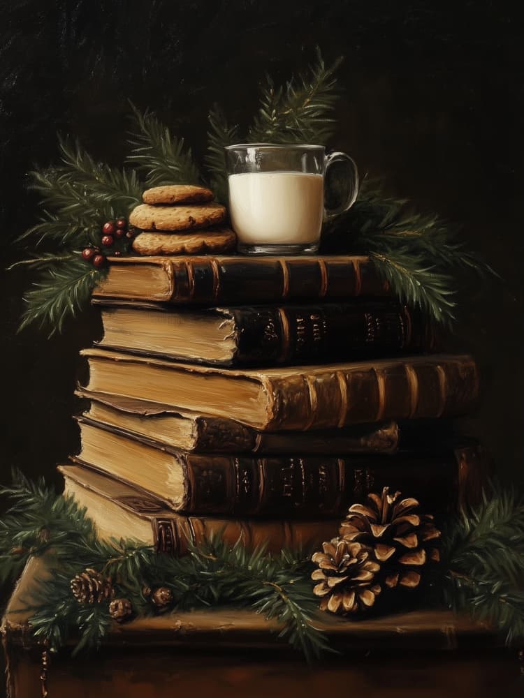 Christmas Books and Treats by Jolly and Dash — canvas wall art
