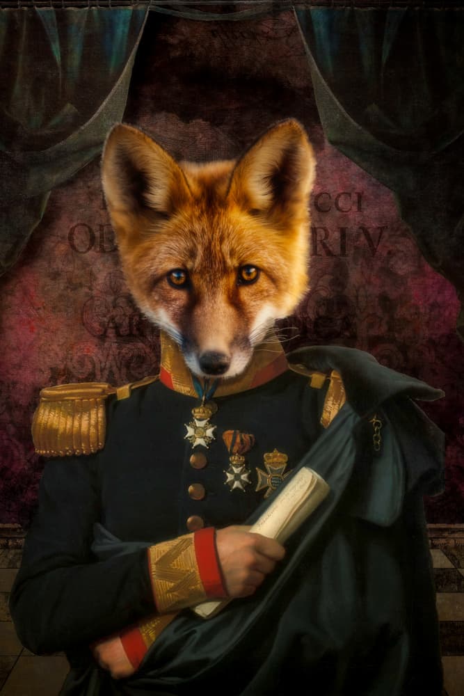 Regal Fox Officer by Marja van den Hurk — canvas wall art