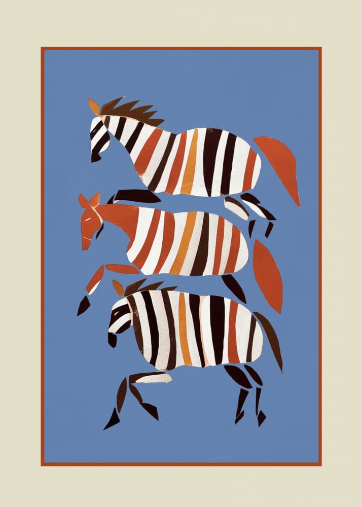 Striped Running Horses by City Art — canvas wall art