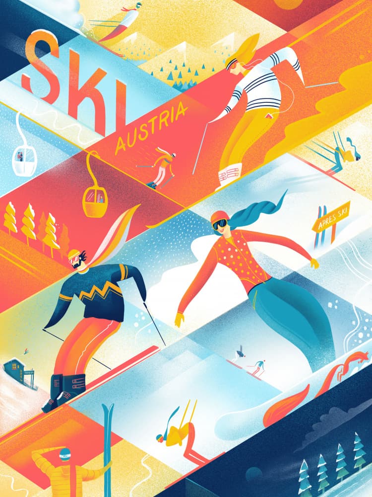 Skiing Austria Adventure by Mark Harrison — canvas wall art