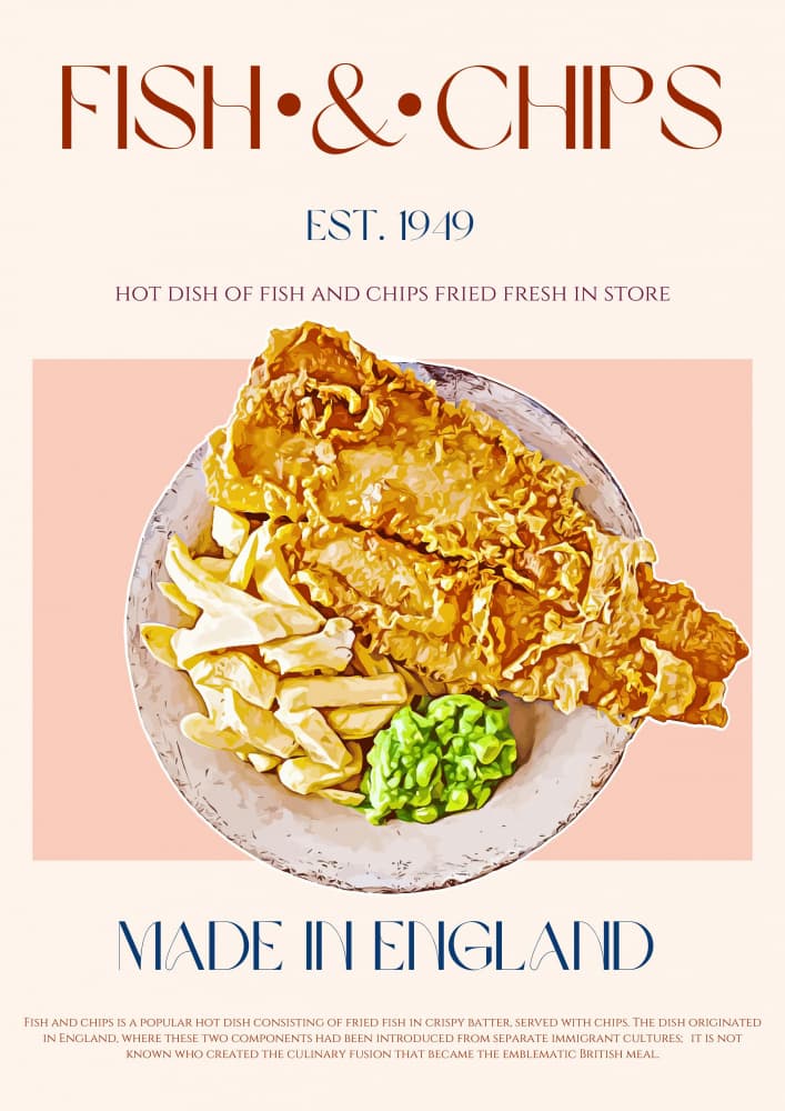 English Fish And Chips by Nazma Khokhar — canvas wall art
