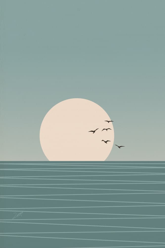 Serene Ocean Sunset by zarish chaudhry — canvas wall art