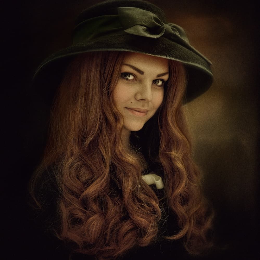 Elegant Hat Portrait by Svetlana Melik-Nubarova — canvas wall art