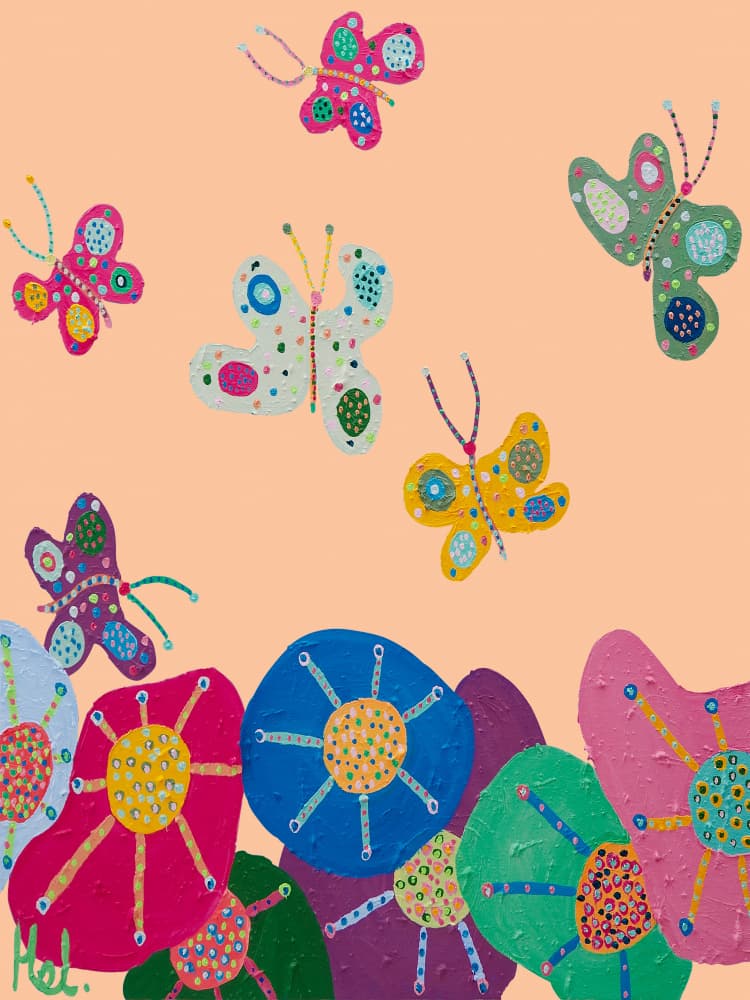 Colorful Butterflies Flowers by Helen Joynson — canvas wall art