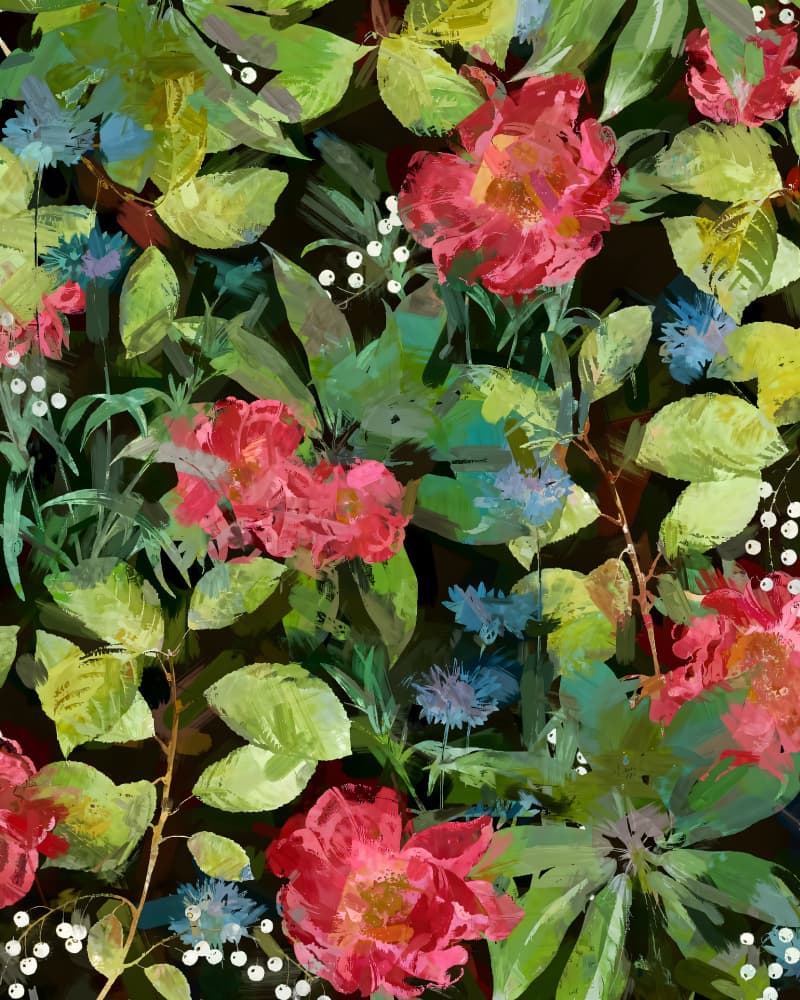 Dark Floral Garden by Uma Gokhale — canvas wall art