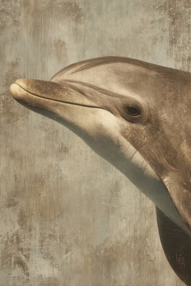 Tranquil Dolphin Portrait by Rafal Kulik — canvas wall art