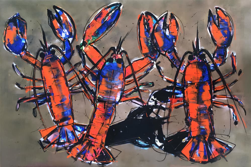 Colorful Lobsters Painting by Stefan Bammert — canvas wall art