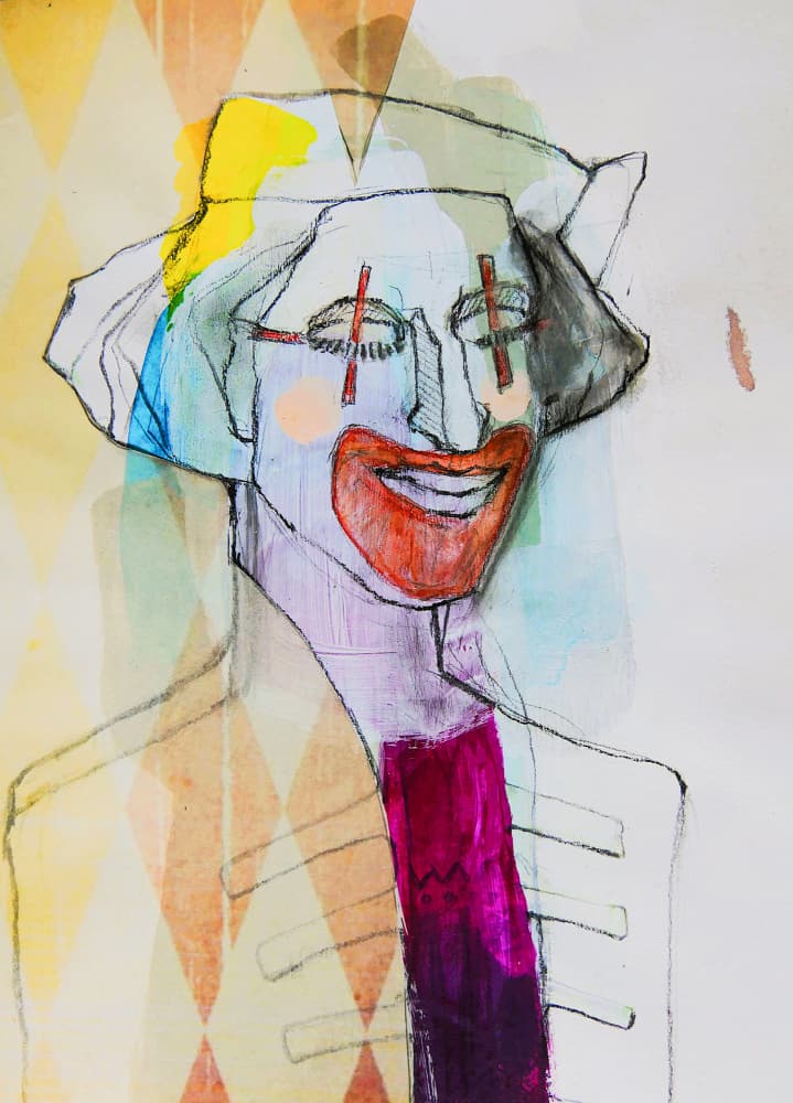 Whimsical Clown Portrait by Doris Schmitz — canvas wall art