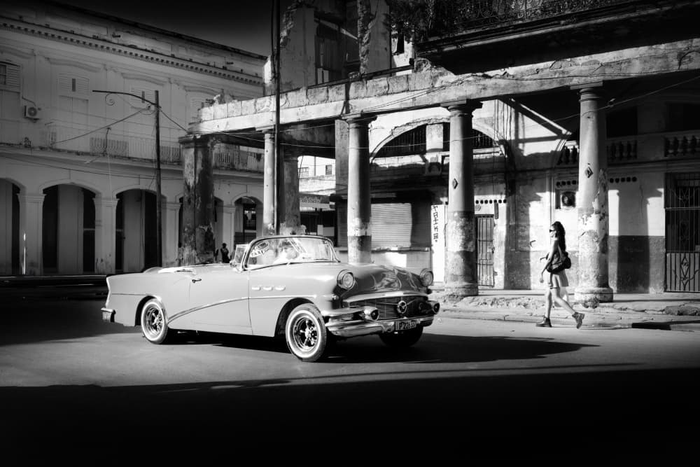 Vintage Car City Walk by Li Ying — canvas wall art