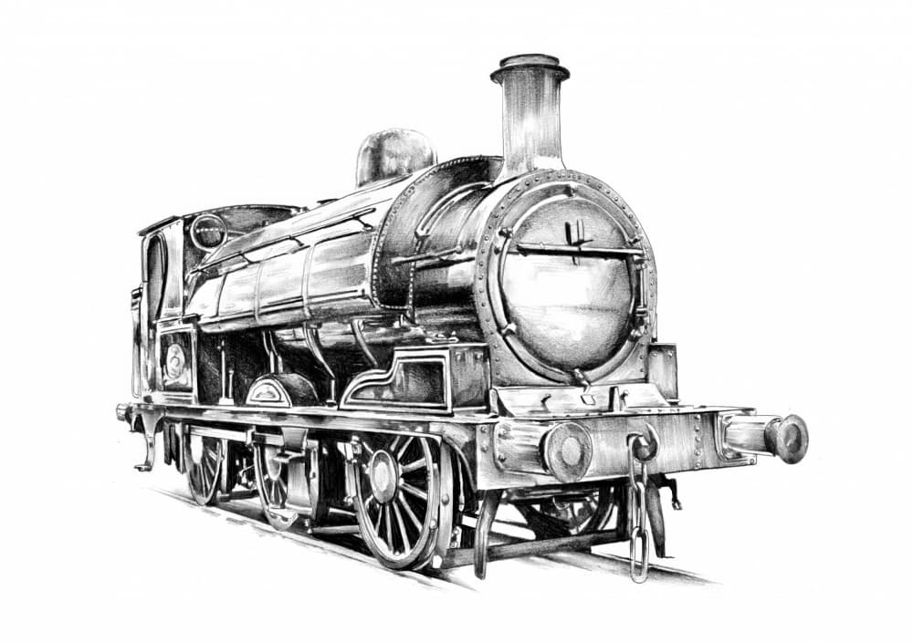 Classic Steam Engine Drawing by Kulik — canvas wall art