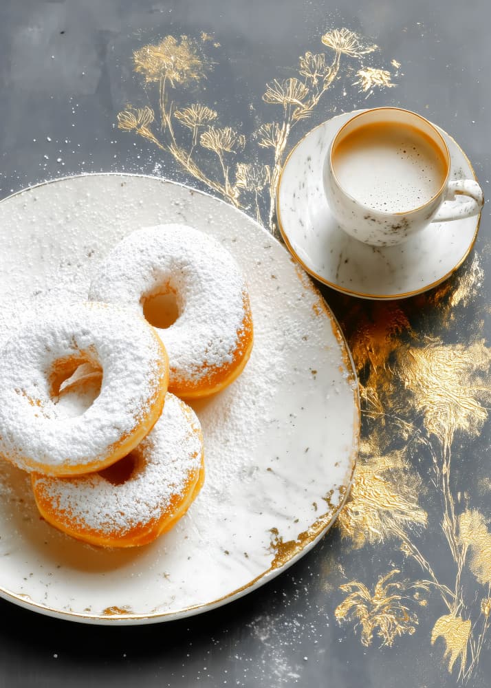 Elegant Donuts And Coffee by Justyna Jaszke — canvas wall art