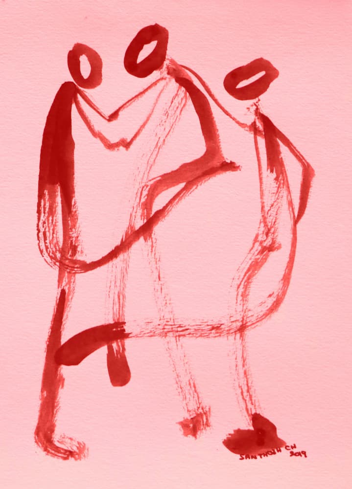 Three Figures Embrace by Santhosh ch — canvas wall art