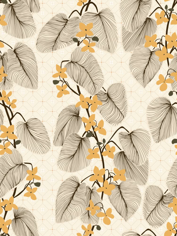 Golden Leaves Pattern by Annick — canvas wall art