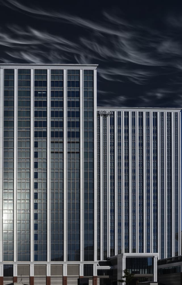 Modern Towers Dark Sky by Tomoshi Hara — canvas wall art