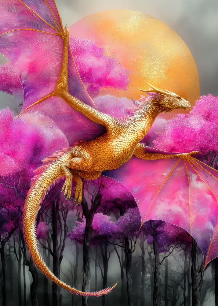 Enchanted Golden Dragon by Justyna Jaszke — canvas wall art