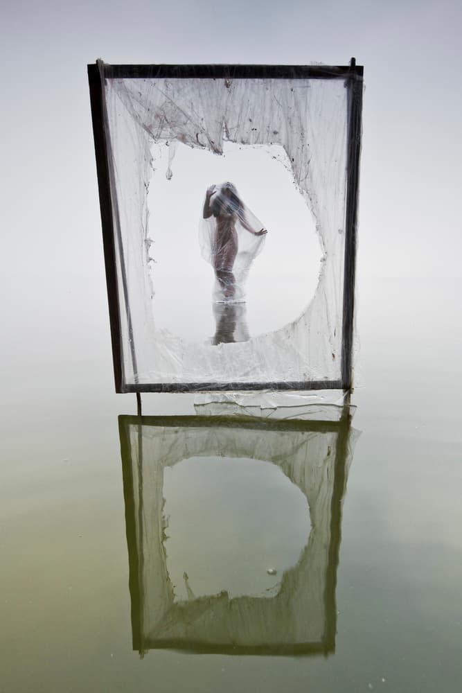 Veiled Figure In Water by Leszek Paradowski — canvas wall art